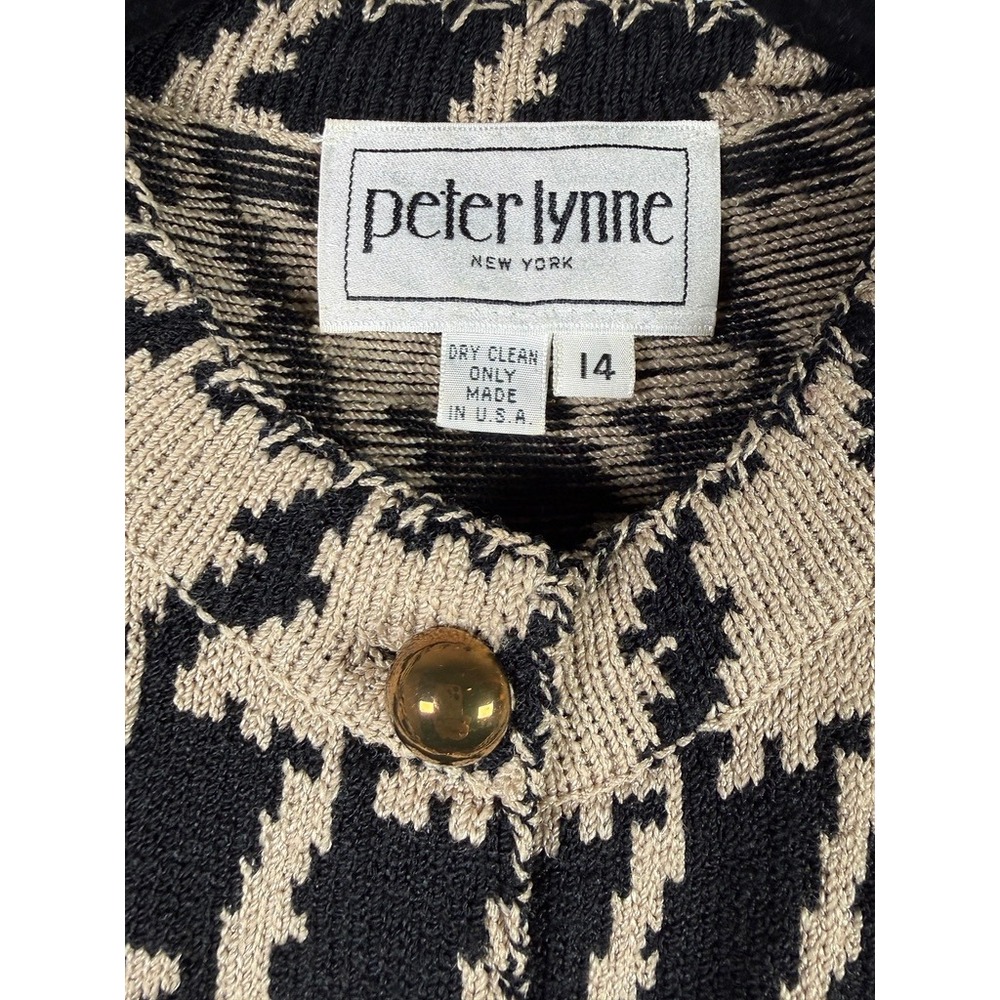 Peter Lynne New York Vintage Houndstooth Knit Cardigan Jacket Gold Buttons‎ 14 - Picture 4 of 5